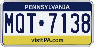 PA license plate MQT7138