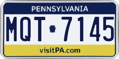 PA license plate MQT7145