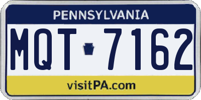 PA license plate MQT7162