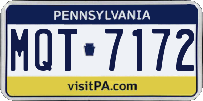 PA license plate MQT7172