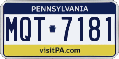 PA license plate MQT7181