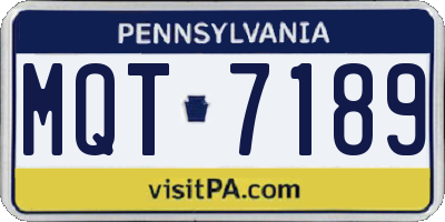 PA license plate MQT7189