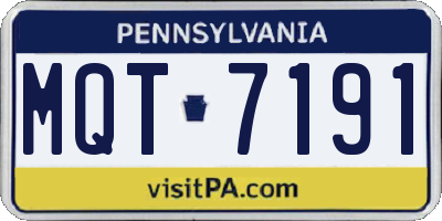 PA license plate MQT7191