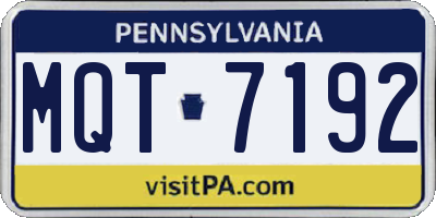 PA license plate MQT7192