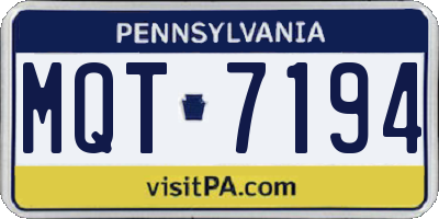 PA license plate MQT7194