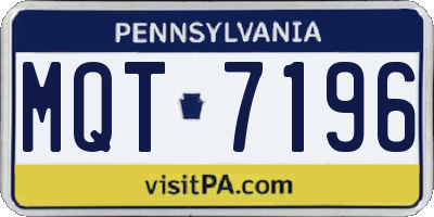 PA license plate MQT7196