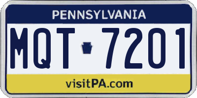 PA license plate MQT7201