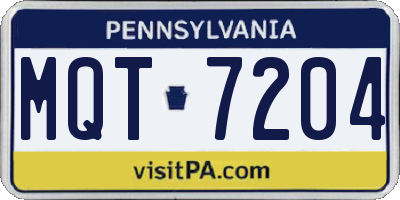 PA license plate MQT7204