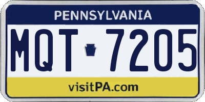 PA license plate MQT7205