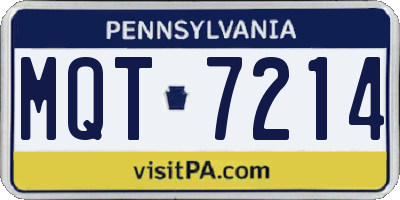 PA license plate MQT7214