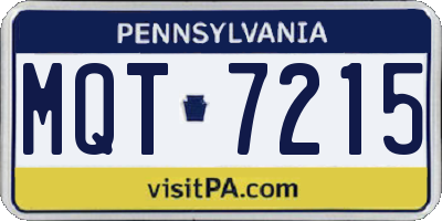PA license plate MQT7215