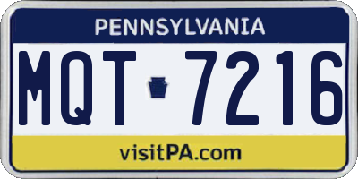 PA license plate MQT7216