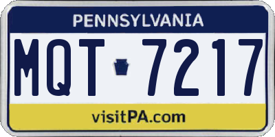PA license plate MQT7217