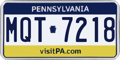 PA license plate MQT7218