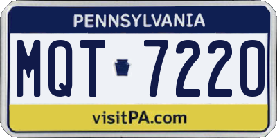 PA license plate MQT7220