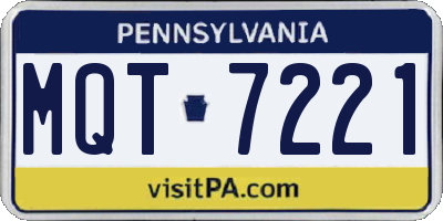 PA license plate MQT7221