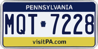 PA license plate MQT7228