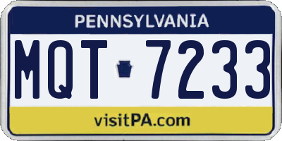 PA license plate MQT7233