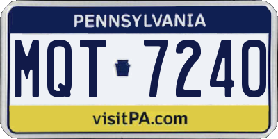 PA license plate MQT7240