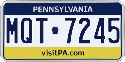 PA license plate MQT7245