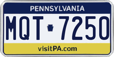 PA license plate MQT7250