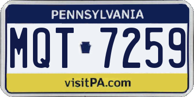 PA license plate MQT7259