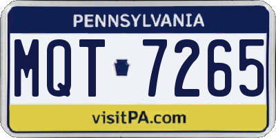PA license plate MQT7265
