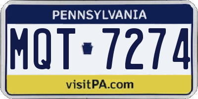 PA license plate MQT7274