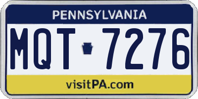 PA license plate MQT7276