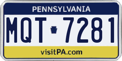 PA license plate MQT7281