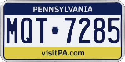 PA license plate MQT7285