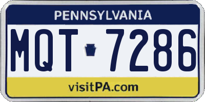 PA license plate MQT7286