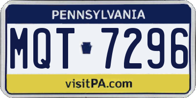 PA license plate MQT7296