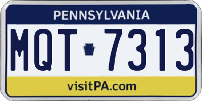 PA license plate MQT7313