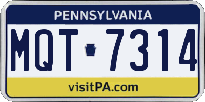 PA license plate MQT7314