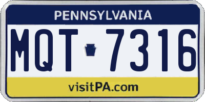 PA license plate MQT7316