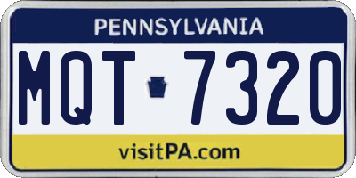 PA license plate MQT7320