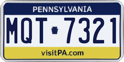 PA license plate MQT7321