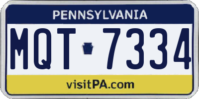 PA license plate MQT7334
