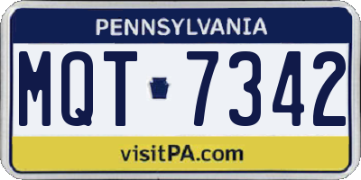 PA license plate MQT7342