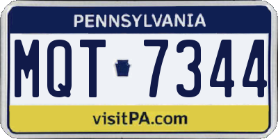 PA license plate MQT7344