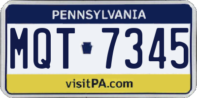 PA license plate MQT7345