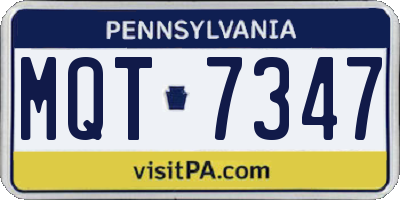 PA license plate MQT7347