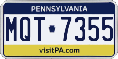 PA license plate MQT7355