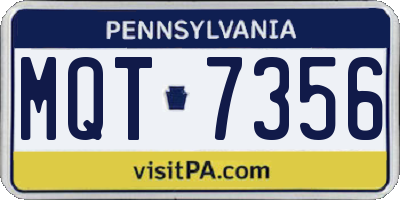 PA license plate MQT7356