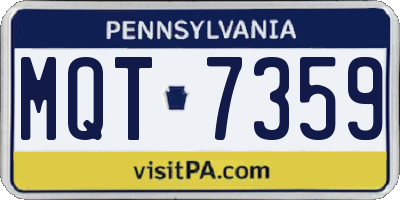 PA license plate MQT7359