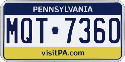 PA license plate MQT7360