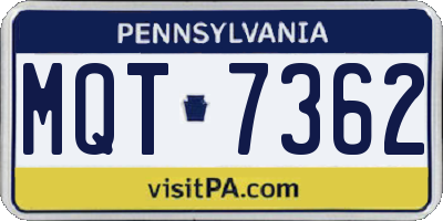 PA license plate MQT7362