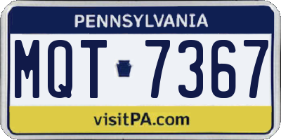 PA license plate MQT7367