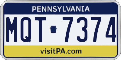 PA license plate MQT7374
